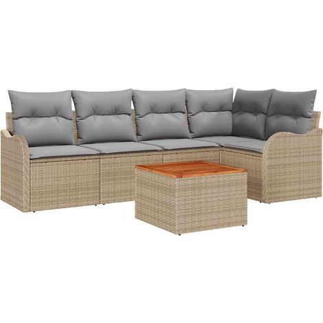 Maison Exclusive - Gartensofa-set 6 pcs Beige und Hellgrau Poly-R