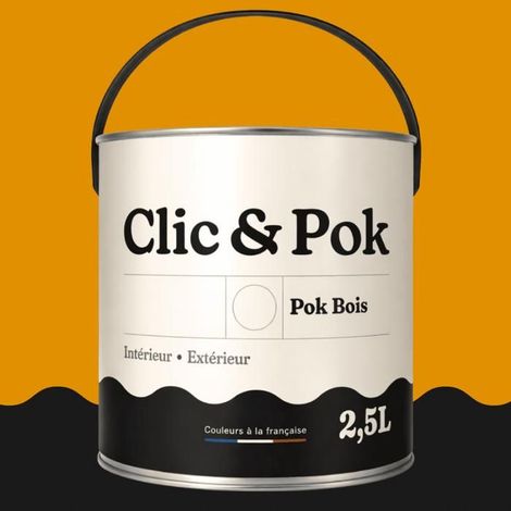 Peinture Bois Extérieur – POK BOIS - 2,5L - RAL 1006 - Jaune maïs- Résistante aux intempéries - Ne s'écaille pas