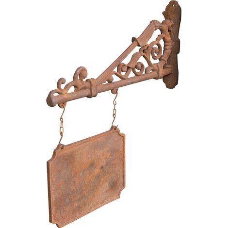 Wandschild aus Gusseisen mit Naturrost-Finish L70xPR12xH85 cm