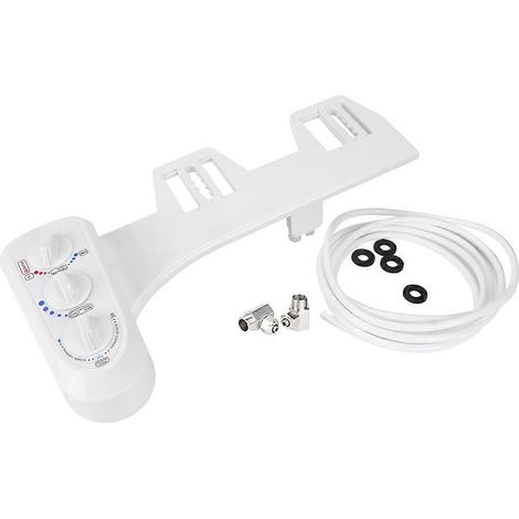 WC-Bidet mit G1/2-Gewindeanschluss, Warm- und Kaltwasser, Doppeldüse, einfache Installation, WC-Befestigung, Hygienezubehör, Doppelstrahlmodell, Sanitärarmatur, einfache Montage. (1/5)