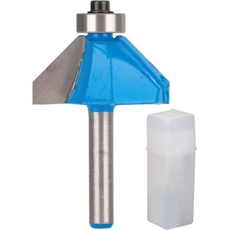 Fraise à chanfreiner 45° avec roulement supérieur pour bois, queue ronde 1/4", dimensions 1/4"x5/8" (1/5)