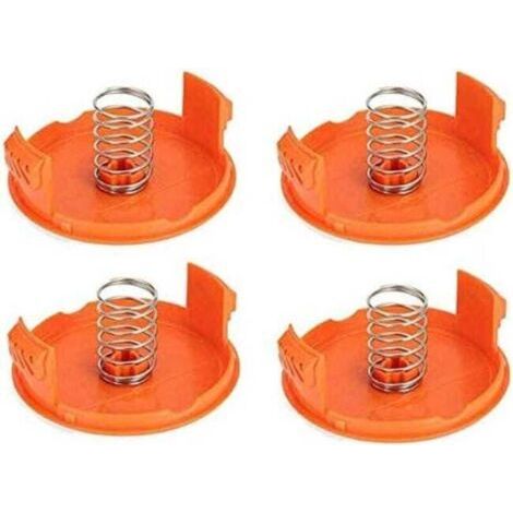(4 couvercles de bobine + 4 ressorts) Couvercle de bobine de rechange compatible avec les débroussailleuses Black & Decker GH900, LST201, GH600, NST2018 et CST2000.