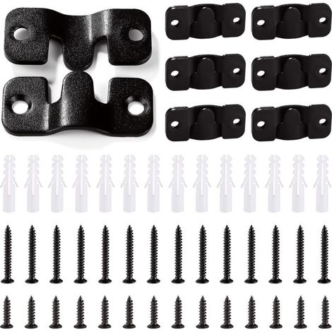 Wandhalterungen aus Edelstahl für Bilderrahmen, 14 schwarze Teile, 44 x 19 mm, inklusive 28 Schrauben
