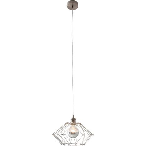 Suspension Luminaire Filaire en Métal Argenté Lustre Rustique Design Ajustable Ø 40 cm E27 - PANGIVO (1/5)