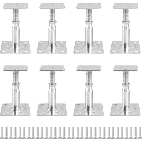 8 Supports De Poteau Réglables, Acier Galvanisé, Hauteur 100-150mm, Pour Clôture, Pergola, Abri (1/5)