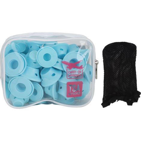 40 pièces Rouleaux Cheveux Silicone Doux Bleu Léger Sans Chaleur pour Coiffure à Domicile