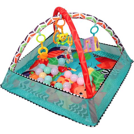 Tapis d'Éveil Bébé, Tapis de Gym, Jouets Sensoriels pour Bébés, Nouveau-né, Bleu