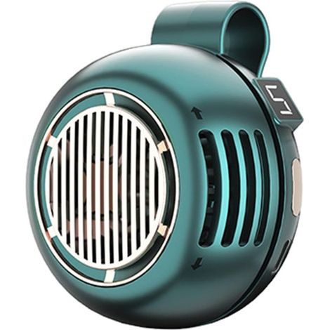 Mini-ventilateur portable sans pales à clip — Modèle amélioré 2026 : 5 vitesses réglables, écran numérique LED, rotation libre à 360°, rechargeable par USB (Vert)