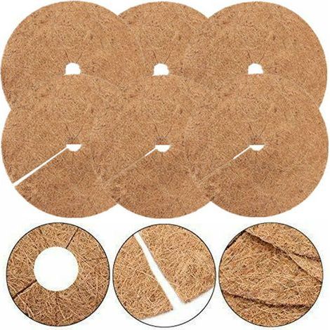 Tapis Coco Plante, Disque de Paillage Coco, Protection d'hiver pour Plantes en Pot, Protéger Les Racines des Plantes en Pot du Gel 30cm 6Pcs (1/4)