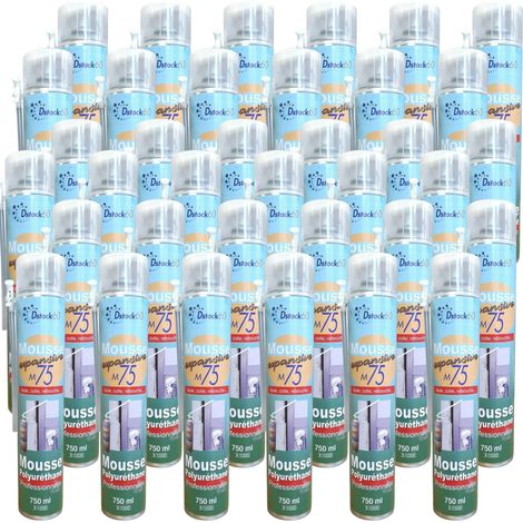 Dstock60 – Mousse polyuréthane expansive manuelle 750ml – Lot de 36 – Pour isolation, collage et rebouchage – Intérieur et extérieur