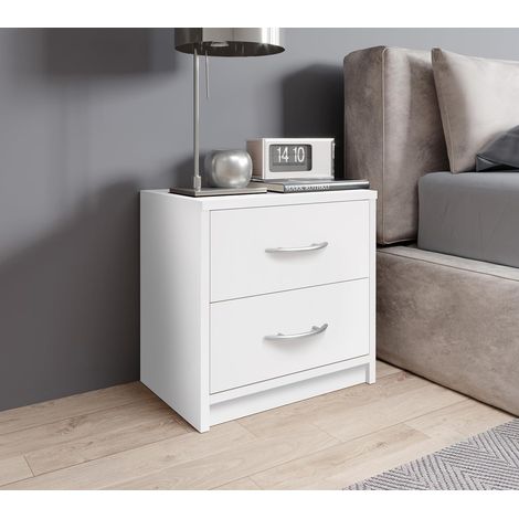 MERCATONE GERMANVOX da oltre 40 anni arreda la tua casa Comodino Bianco con 2 Cassetti, 38,5 cm di Larghezza, 28,2 cm di Profondità, 39 cm di Altezza (1/4)