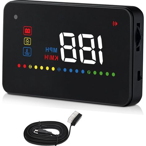 Pantalla frontal para coche de 3,5", material ABS + PC de primera calidad, pantalla HUD para coche, pantalla LED, compatible con OBD2, velocímetro, velocímetro, para uso (1/5)