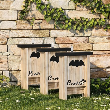 Nichoir à chauves-souris en bois naturel 3 pièces 18 x 6 x 22,5 (1/5)