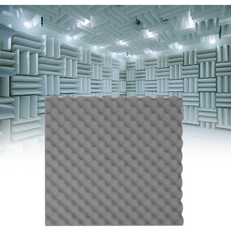 Lot de 6 blocs de mousse insonorisante pour l'isolation phonique des murs intérieurs de studio, 50 x 50 x 3,5 cm, gris (1/5)