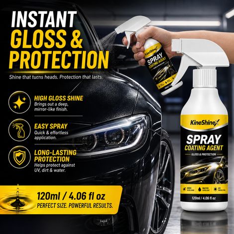 KineShineX Auto-Sprühbeschichtungsmittel: Hochglänzendes, wasserabweisendes, UV-beständiges Polier- und Schutzbeschichtungsspray für Autolack. (1/5)