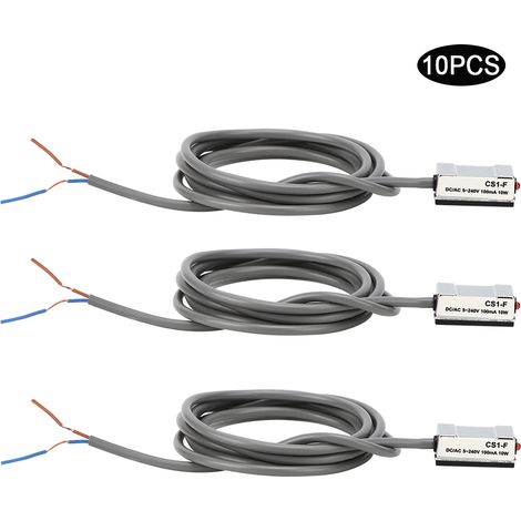 10 interrupteurs magnétiques CS1‑F 10W pour vérin pneumatique Reed marche/arrêt, compatibles SI SU SC JSI MI MA50‑63 (1/5)