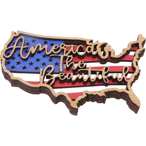 Décoration Fête Nationale Américaine - Ornement Drapeau des États-Unis pour Salon en Buis Artisanal (1/5)