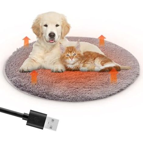 Tapis chauffant pour chiens et chats - Couverture électrique 40 x 40 cm - Coussin chauffant moelleux et confortable pour animaux de compagnie avec fonction de chargement USB (1/5)