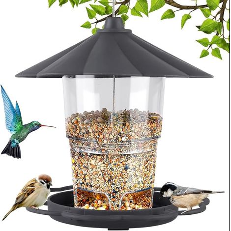 Hanging Bird Feeder Foldable Weatherproof Wild Food Dispenser for Garden Balcony Grey (1/5)