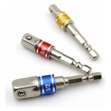 Lot de 3 adaptateurs de douilles à choc pour tourne-écrous 1/4"et 3/8" et 1/2" (1/5)