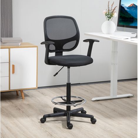 MEUBLIV ergonomischer Bürostuhl schwarz mit Rollen und Fußstütze, 120 kg (1/5)