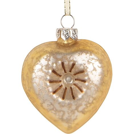 Suspension de Noël en Forme de Cœur Décoration pour Sapin en Verre Doré 5 x 3 x 7 cm - PANGIVO (1/2)