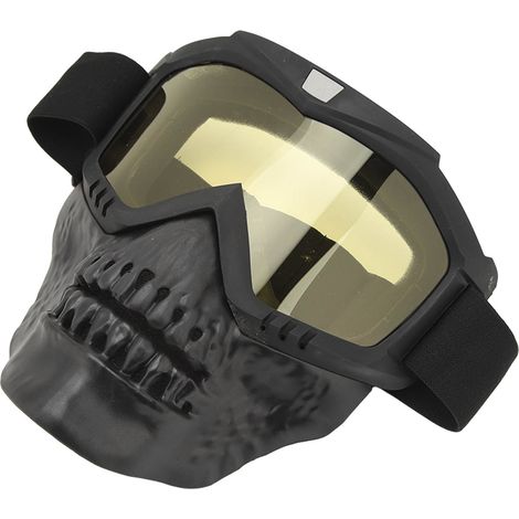 Lunettes de protection tête de mort pour casque de moto, lunettes de protection pour motocross, quad et course tout-terrain, pour hommes et femmes, jaune (1/5)