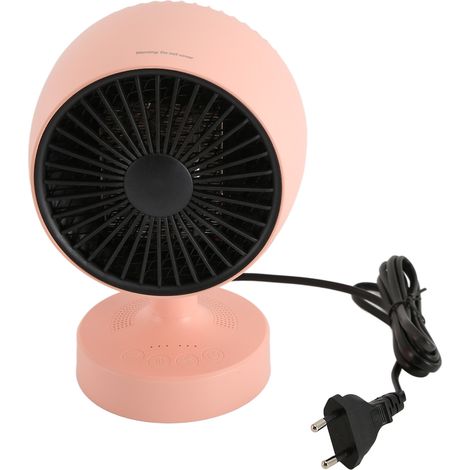 Mini termoventilatore portatile per casa o ufficio, angolo regolabile, doppia modalità caldo/freddo, 100-240 V, rosa, spina europea. (1/5)