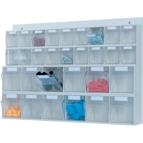 Hünersdorff Lagersystem MultiStore Wand-Set 30 Klarsichtbehälter hochschlagfest Kunststofflichtgrau (1/2)