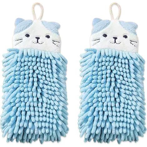 Toalla De Manos Chenille Doble Cara - 30 X 16 Cm - Para Baño Y Cocina - Con Anilla De Sujeción - 2 Unidades (1/5)
