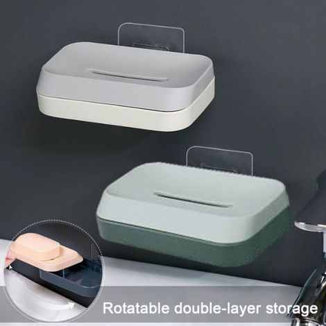 Porte-savon Mural - Adhésif Sans Perçage - Pour Douche Salle De Bain Baignoire Lavabo - 2 Pièces (1/5)