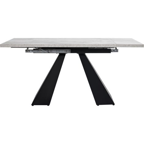 Ausziehbarer Esstisch 99-159x74 cm, MDF und Metall, Grau/Schwarz (1/5)