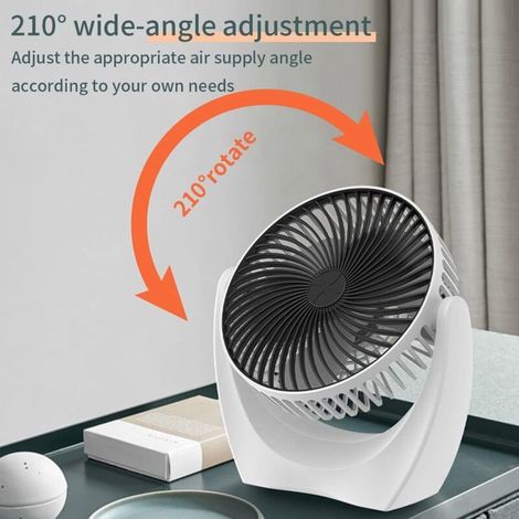 Ventilatore da scrivania USB GABRIELLE, ventilatore portatile silenzioso, mini ventilatore potente, 3 velocità, piccolo ventilatore da tavolo per camera da letto, ufficio, soggiorno, cucina (rotazione (1/4)