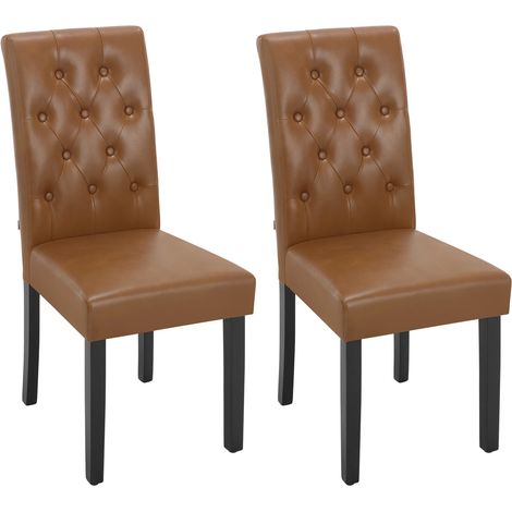 Set di 2 sedie da pranzo con schienale alto in similpelle marrone e struttura in legno MODENUIT (1/5)