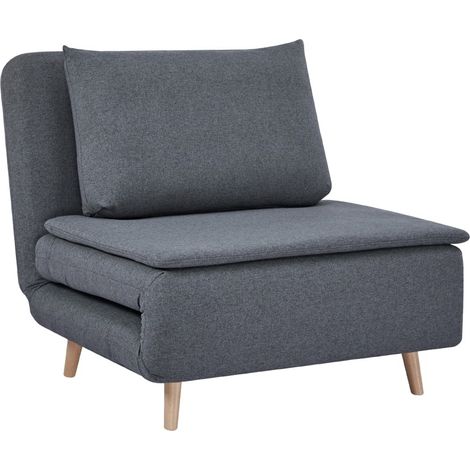 Sillón cama 3 en 1 reclinable con cojín, patas de madera de haya, gris (1/5)