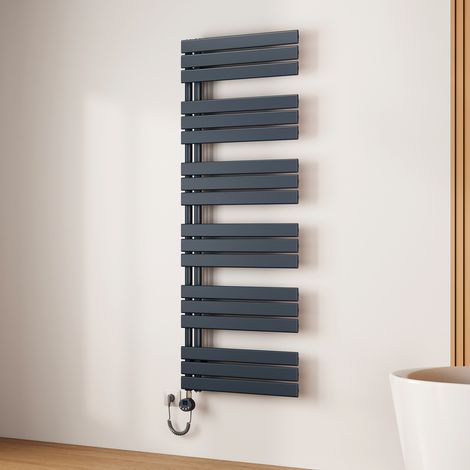 EMKE Sèche-Serviettes Électrique à Thermostat, Minuterie et Puissance Réglable, Anthracite 1000W 1599x600 mm