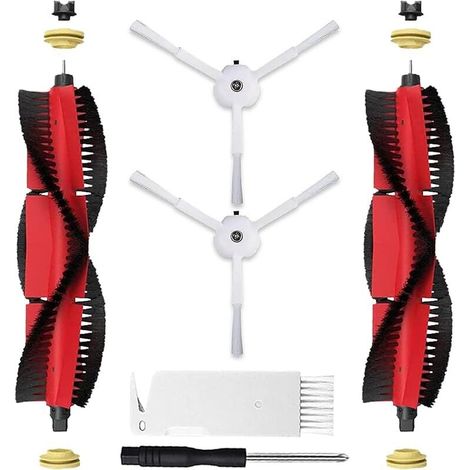 Brosses Principales Accessoires de Rechange pour Xiaomi Roborock S5 Max S6 Pure S6 MaxV S6 Max S4 Max S4 S5 S50 S51 S55 S6 S60 S65, 2 Brosse Principale, 2 Brosses Latérales (1/5)