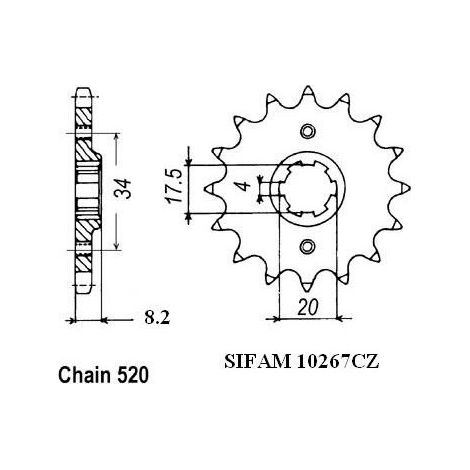 Pignon 250 Xlr Md11 - 520 - 13 Dents - Similaire JTF287