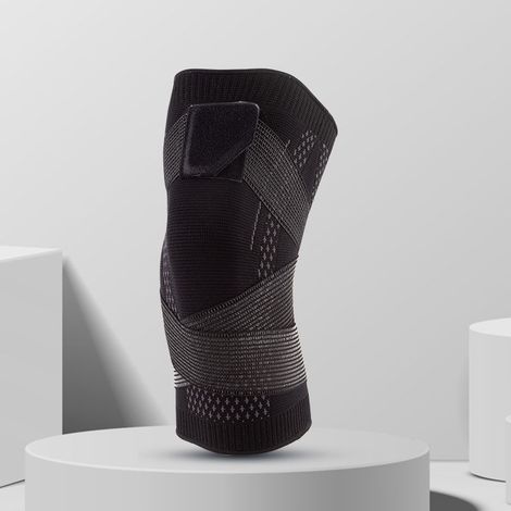 Lot de 2 genouillères de sport respirantes en nylon, bandes de soutien pour basketball, football, course à pied et fitness, protection articulaire ajustable (1/2)