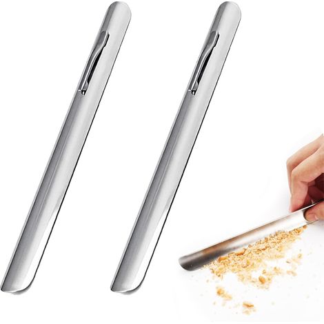 2 Pièces Ramasse Miettes De Table En Aluminium, Accessoire De Nettoyage Pour Tissus De Table, Pelle À Restes Alimentaires, Grattoir À Miettes De Pain, Rase-Miettes De Table Restaurant Pour Serveurs (1/5)