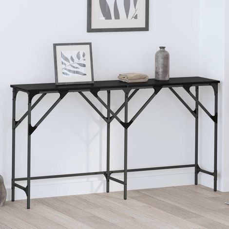 Table console industrielle en bois d’ingénierie et acier chêne noir 140 x 29 x 75 cm - PANGIVO (1/5)