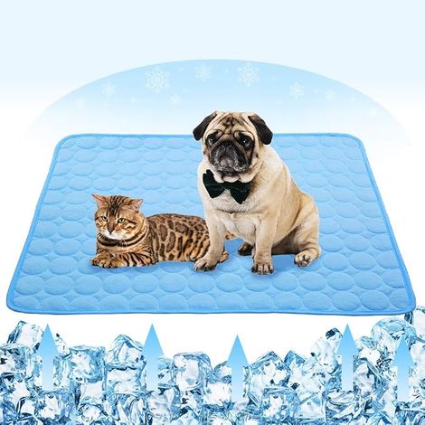 Tapis rafraîchissant d'été pour chiens et chats, en soie glacée, tapis rafraîchissant pour chien, respirant, portable et lavable, couverture rafraîchissante pour animaux de compagnie (28 x 22 pouces, (1/5)