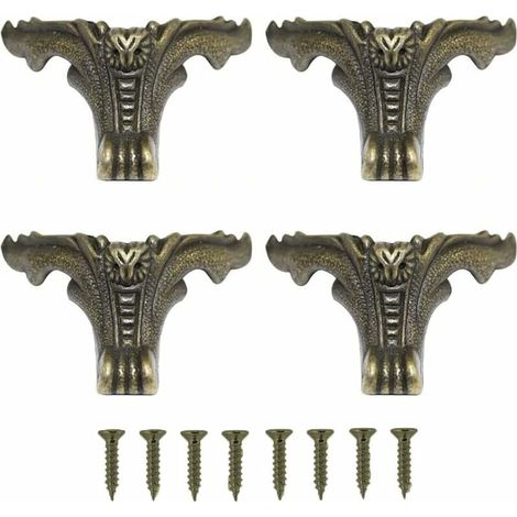 Antique Brass Box Legs, 4 Pieces Zinc Alloy Furniture Legs, Zinc Alloy Furniture Legs, Zinc Alloy Furniture Leg Corner, for Desktop Jewelry Box (Green Bronze) (1/5)