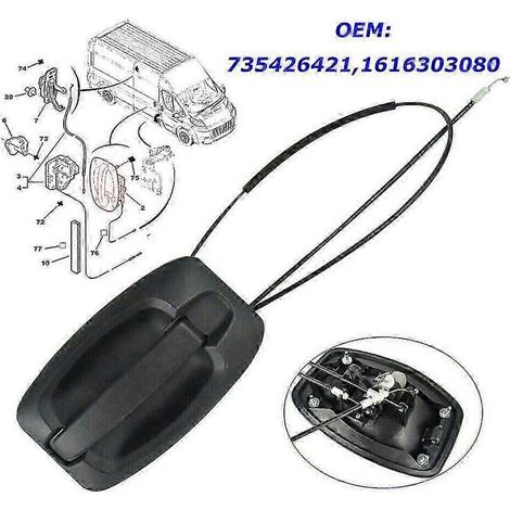 Poignée de porte coulissante arrière avec faisceau de câblage pour Fiat Ducato, Peugeot Boxer et Citroën Relay III (référence 735426421) (1/5)