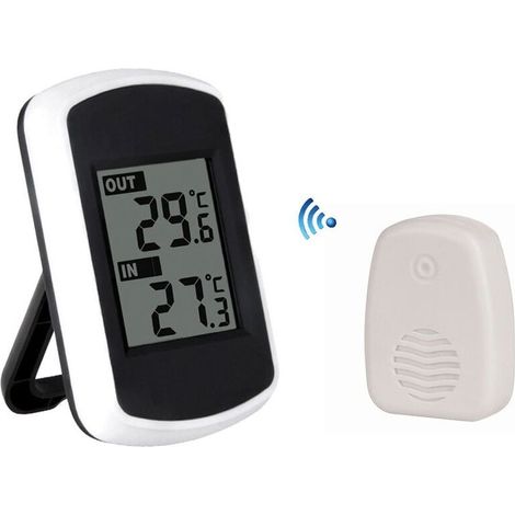 Kabelloses digitales LCD-Außenthermometer zur Messung der Umgebungstemperatur, des Wetters und der Innen-/Außentemperatur. (1/5)