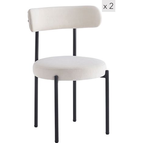 Nordlys – Lot de 2 chaises scandinaves en métal – Hauteur d'assise 48 cm – Acier époxy noir – Pour salle à manger et bureau (1/5)