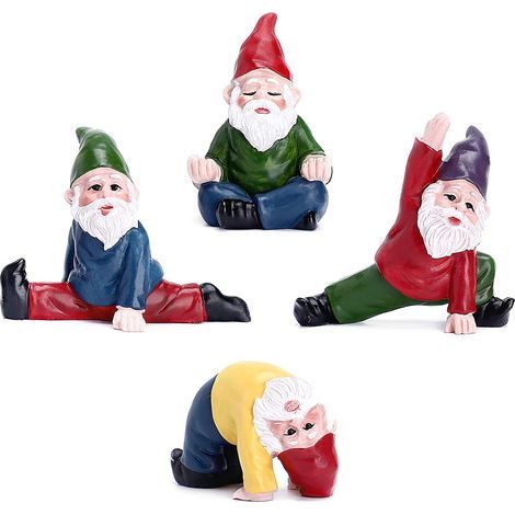 4 Pieces Funny Garden Gnomes Series, Garden Ornaments, Fairy Garden Accessories Miniature Decorations (1/5)