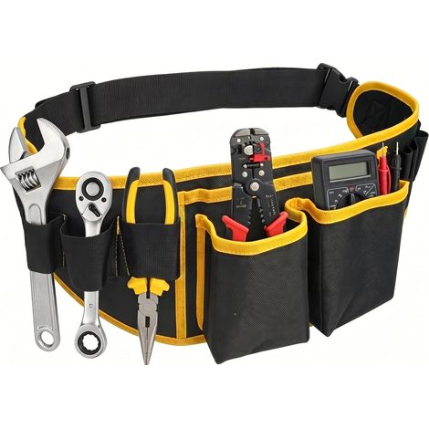 Canvas Tool Belt with 27 Pockets Tool Belt, Multi-function Work Belt for Men, for Carpenters, Electricians, Plumbers (1/5)