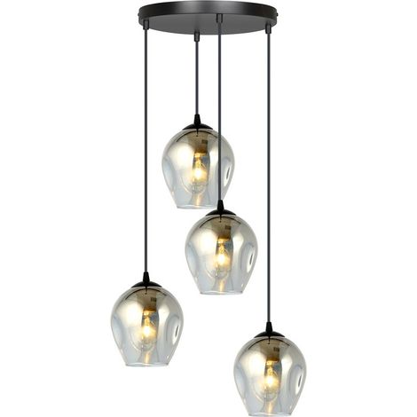 Lampada a Sospensione Istar, Acciaio verniciato a polvere, Vetro, Nero, Grigio, 40x100x40 cm