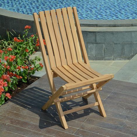 Chaises de jardin pliantes en teck massif Karimun (lot de 2) (1/8)